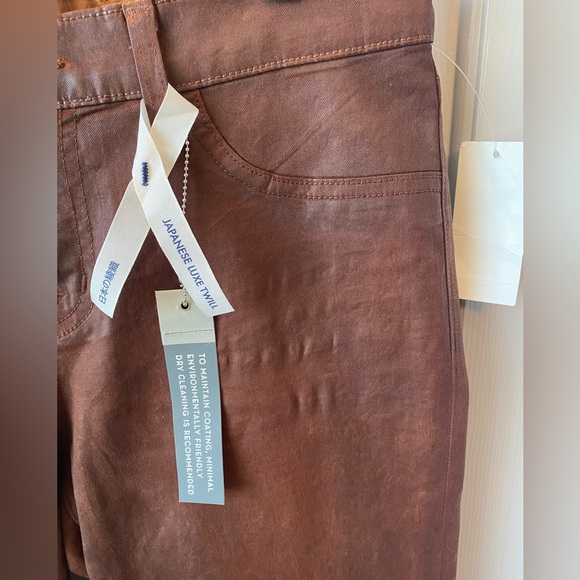 NWT J BRAND Japanese Luxe Twill Brown Pencil Leg Wax Coated Low Rise Jeans SZ 28 - Picture 7 of 9